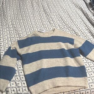 Dreamers by Debut Grandpas Striped Sweater Ivory Blue